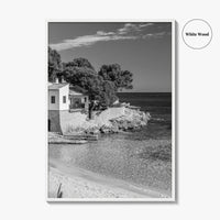 Mallorca Black and White Fine Art Photo Print, Cala Ratjada Spain Beach Coast Poster