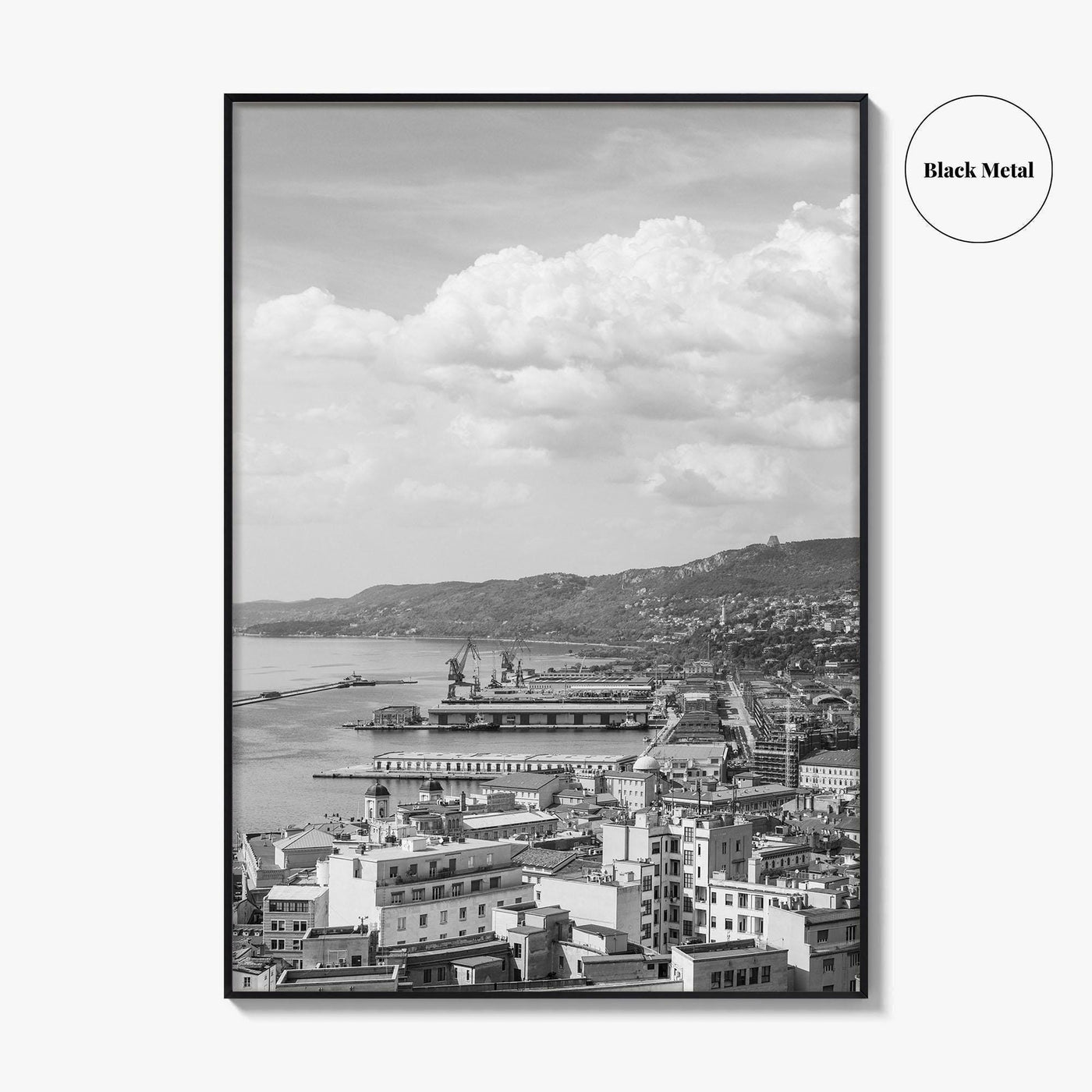 Trieste Black and White Fine Art Photo Print, Italy Panorama Wall Art Poster