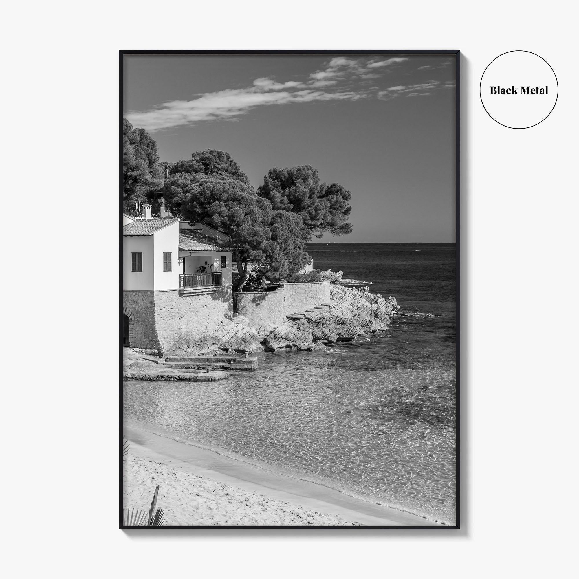 Mallorca Black and White Fine Art Photo Print, Cala Ratjada Spain Beach Coast Poster