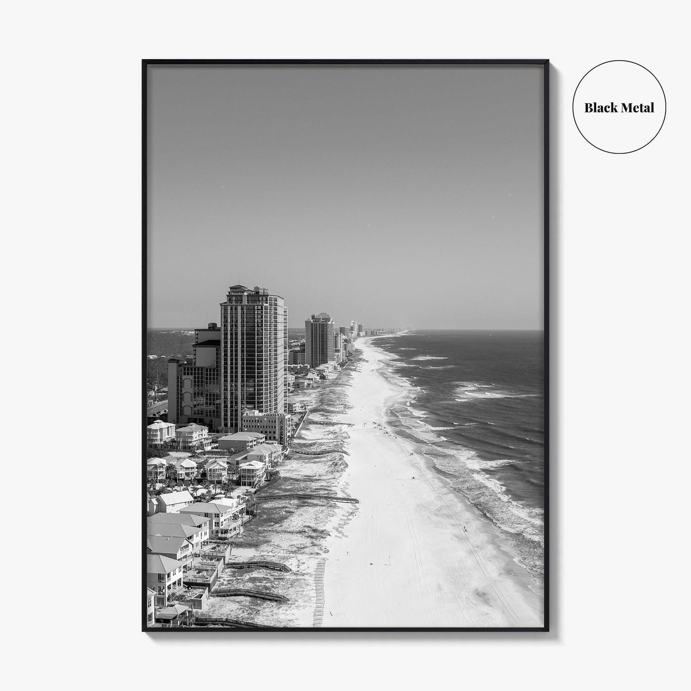 Orange Beach Black and White Fine Art Photo Print, Aerial, Alabama Poster, Gulf Shores