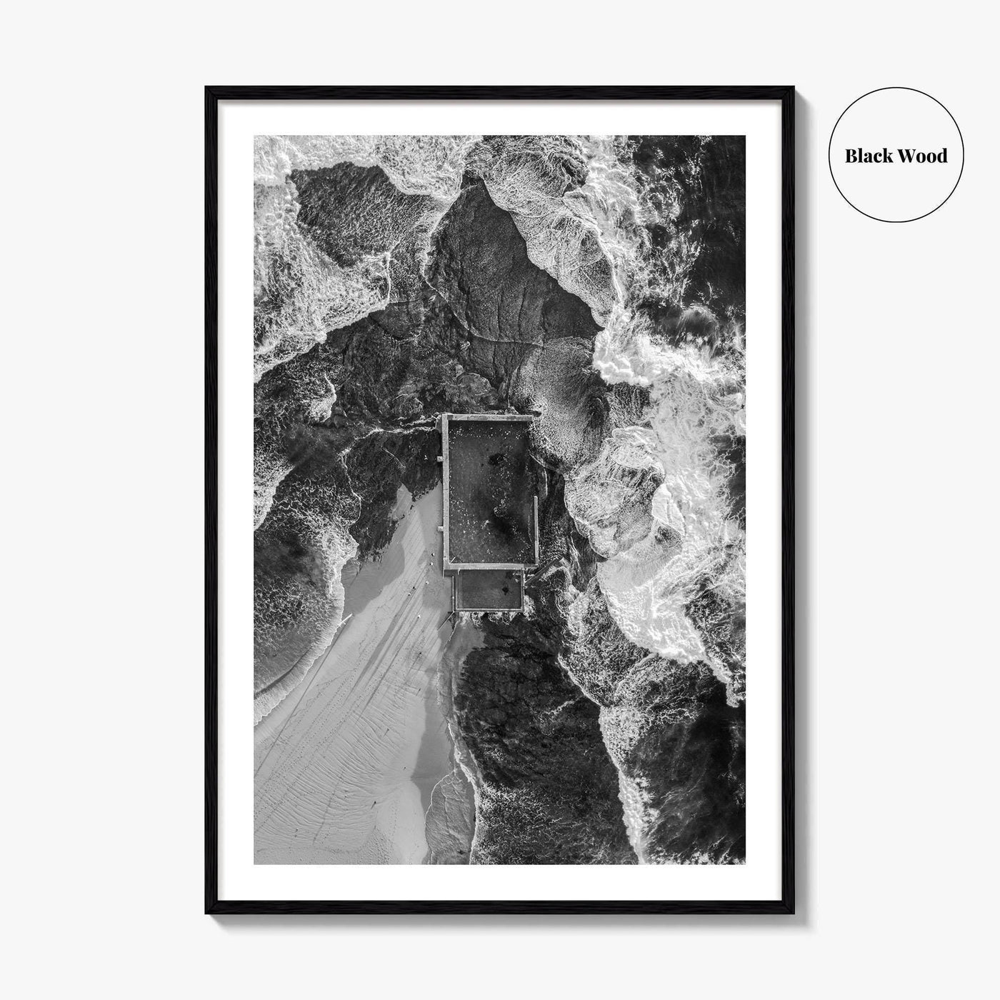 Mona Vale Rock Pool Black and White Fine Art Photo Print, Sydney Australia Poster
