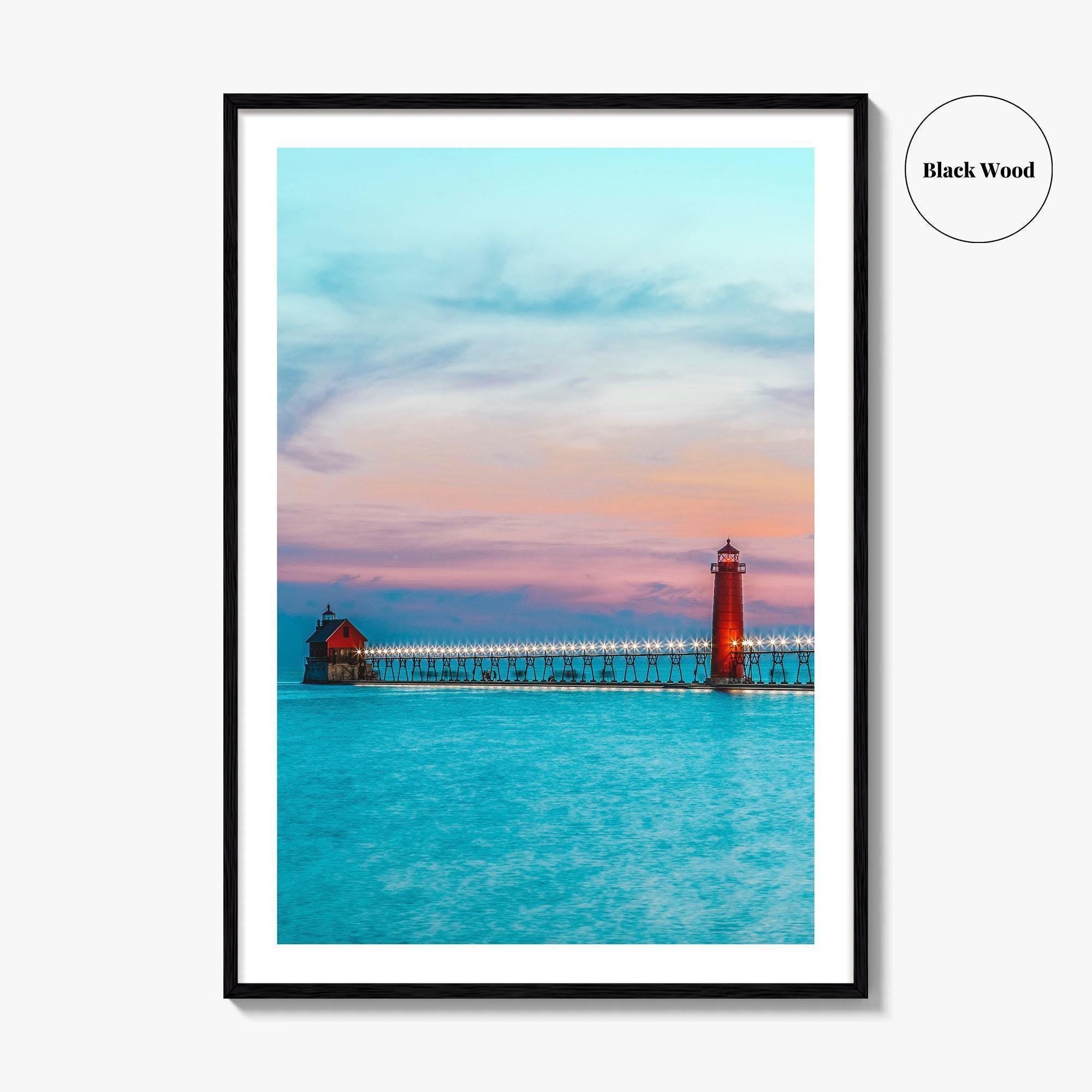 Grand Haven Fine Art Photo Print, Lake Michigan, South Pierhead Lighthouse, USA Poster