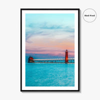Grand Haven Fine Art Photo Print, Lake Michigan, South Pierhead Lighthouse, USA Poster