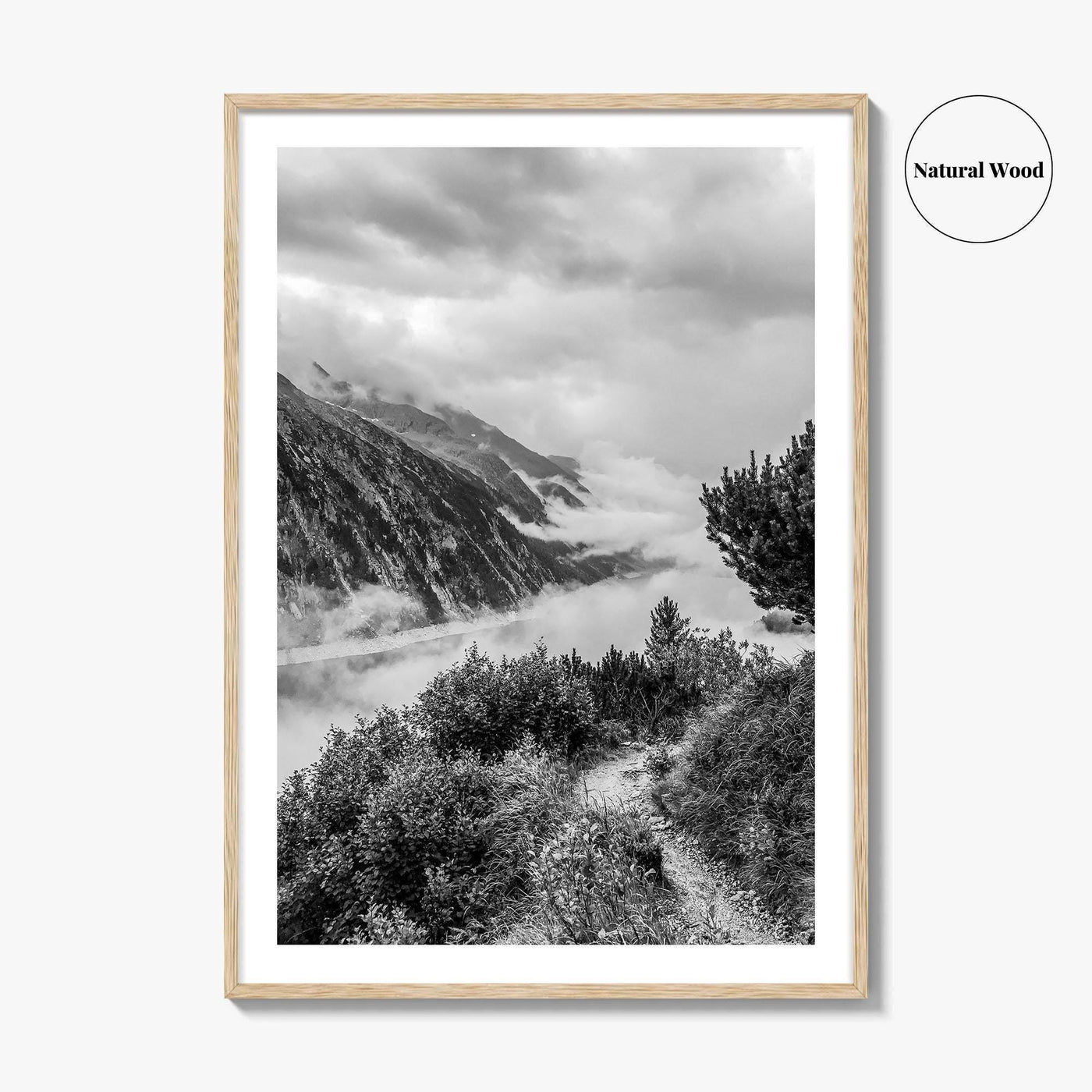 Schlegeis Lake Black and White Fine Art Photo Print, Zillertal Alps Mayrhofen Tyrol Poster