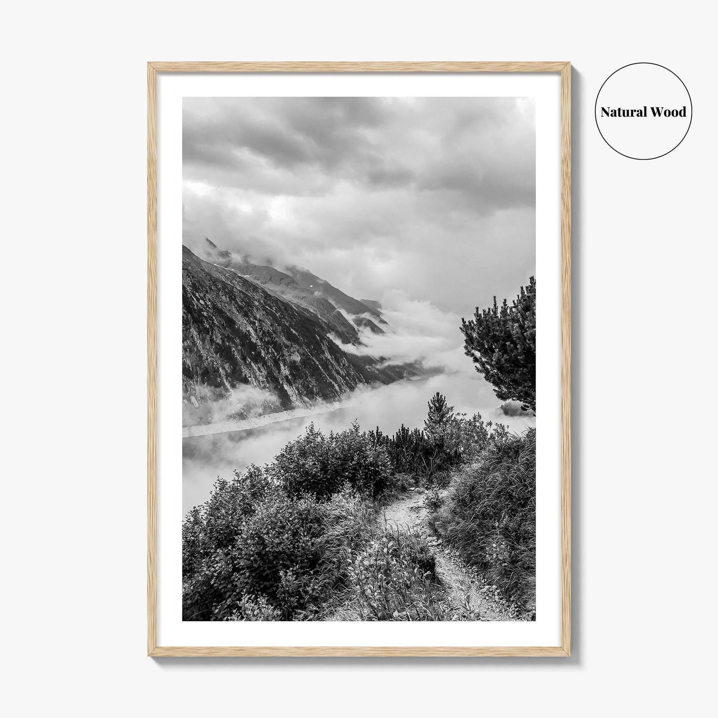 Schlegeis Lake Black and White Fine Art Photo Print, Zillertal Alps Mayrhofen Tyrol Poster