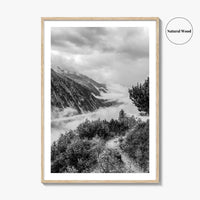 Schlegeis Lake Black and White Fine Art Photo Print, Zillertal Alps Mayrhofen Tyrol Poster