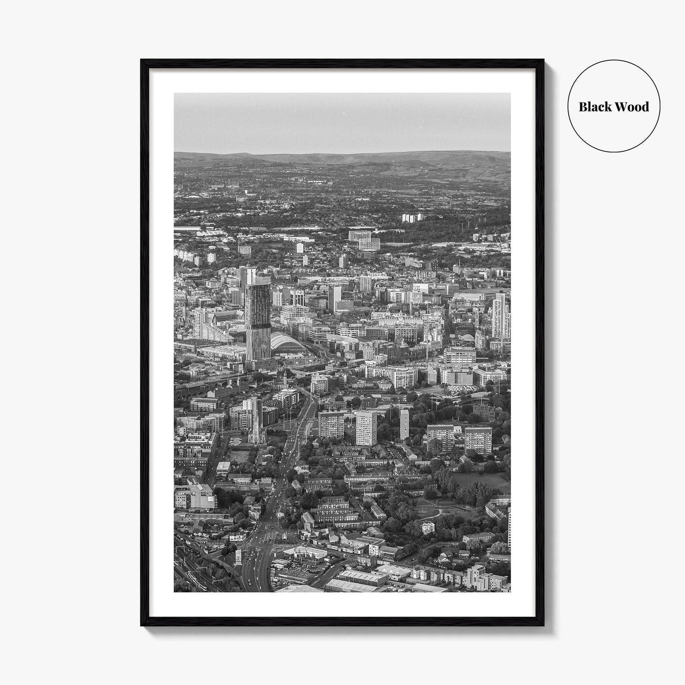 Manchester Skyline Black and White Fine Art Photo Print, England Poster