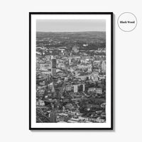 Manchester Skyline Black and White Fine Art Photo Print, England Poster