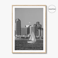 San Diego Skyline Black and White Fine Art Photo Print, Coronado California Poster