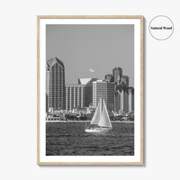 San Diego Skyline Black and White Fine Art Photo Print, Coronado California Poster