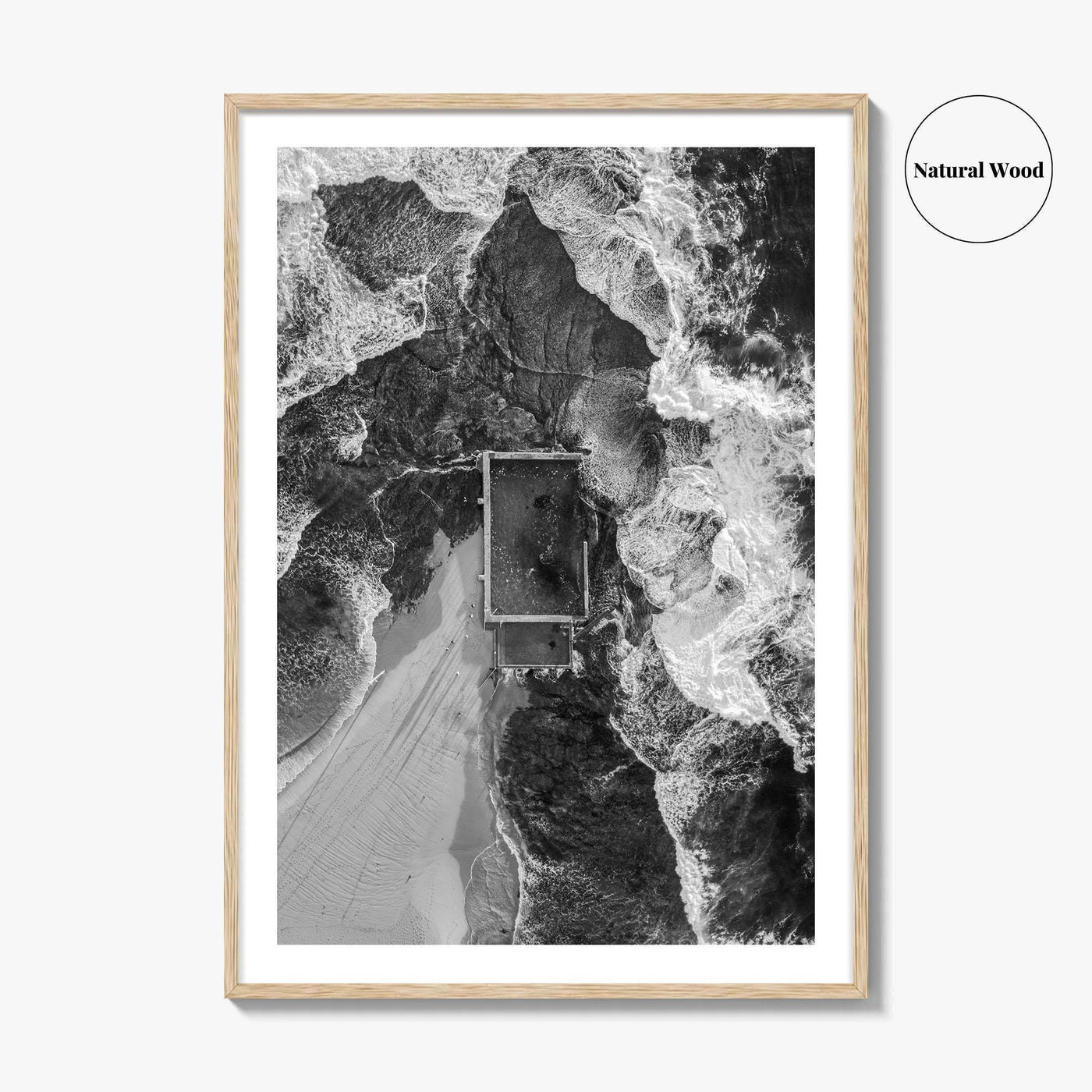 Mona Vale Rock Pool Black and White Fine Art Photo Print, Sydney Australia Poster