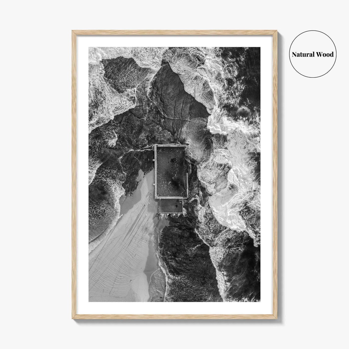 Mona Vale Rock Pool Black and White Fine Art Photo Print, Sydney Australia Poster