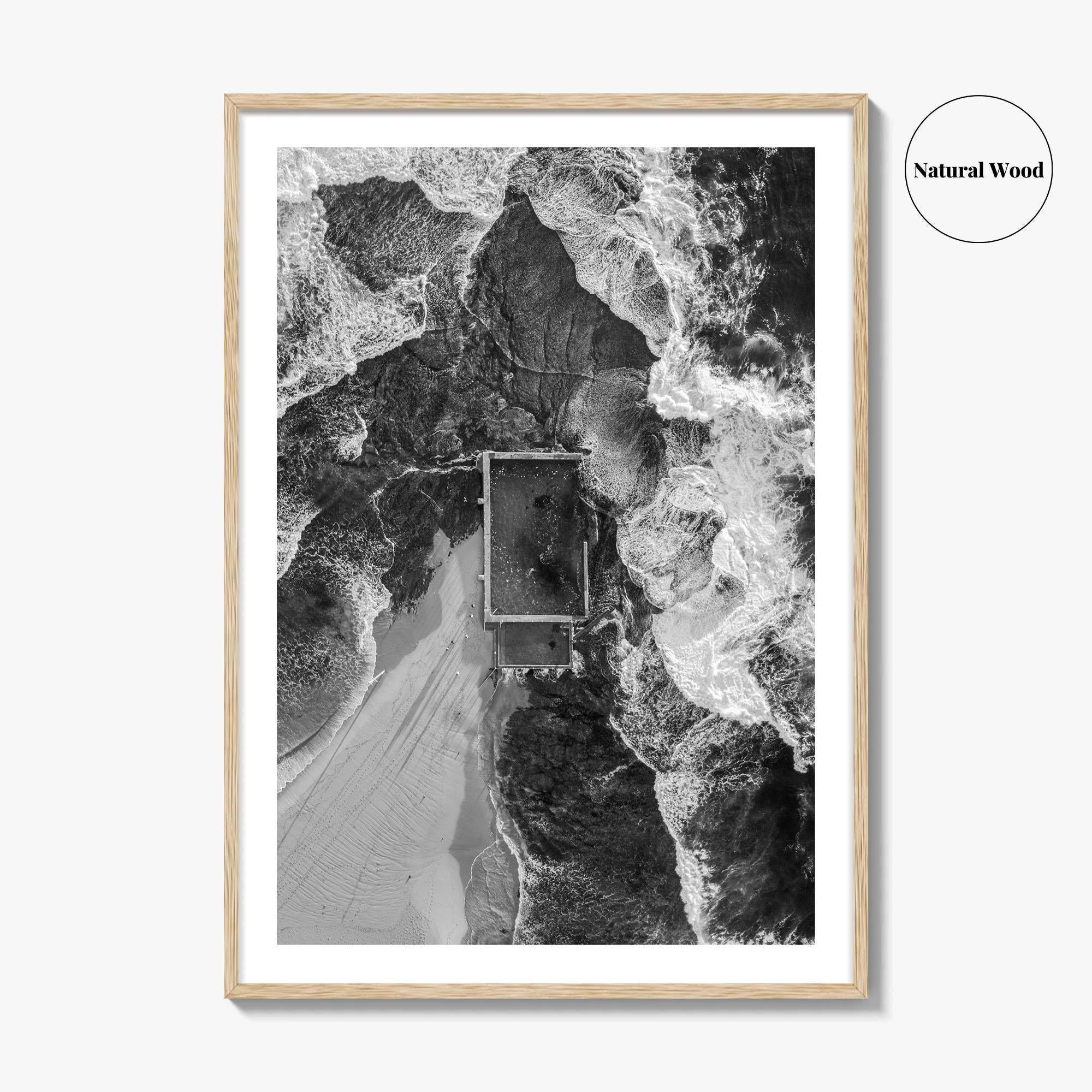 Mona Vale Rock Pool Black and White Fine Art Photo Print, Sydney Australia Poster