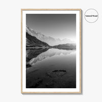 Himalayas Black and White Fine Art Photo Print, Nepal Poster, Mountain Lake Reflection