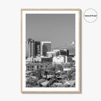 Tucson Skyline Black and White Fine Art Photo Print, Arizona Wall Poster, USA City