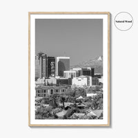 Tucson Skyline Black and White Fine Art Photo Print, Arizona Wall Poster, USA City