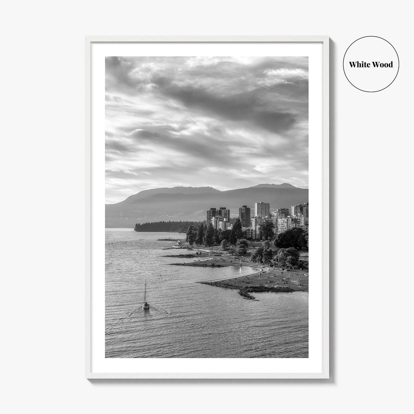 Vancouver Skyline Black and White Fine Art Photo Print, False Creek Poster, Canada Poster