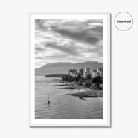Vancouver Skyline Black and White Fine Art Photo Print, False Creek Poster, Canada Poster