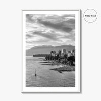 Vancouver Skyline Black and White Fine Art Photo Print, False Creek Poster, Canada Poster