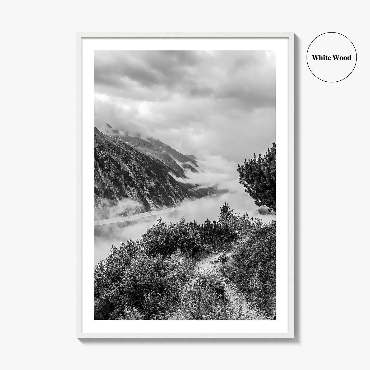 Schlegeis Lake Black and White Fine Art Photo Print, Zillertal Alps Mayrhofen Tyrol Poster