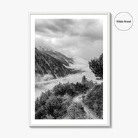 Schlegeis Lake Black and White Fine Art Photo Print, Zillertal Alps Mayrhofen Tyrol Poster