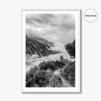 Schlegeis Lake Black and White Fine Art Photo Print, Zillertal Alps Mayrhofen Tyrol Poster