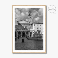 Trastevere Black and White Fine Art Photo Print, Santa Maria Basilica, Rome Roma Italy