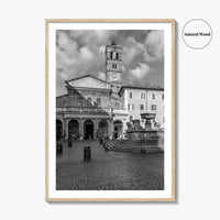 Trastevere Black and White Fine Art Photo Print, Santa Maria Basilica, Rome Roma Italy