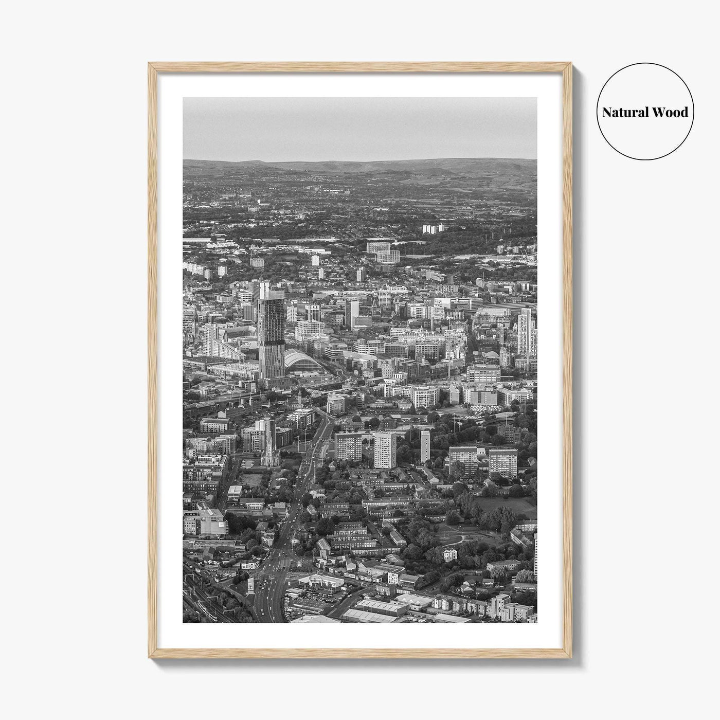 Manchester Skyline Black and White Fine Art Photo Print, England Poster