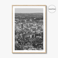 Manchester Skyline Black and White Fine Art Photo Print, England Poster