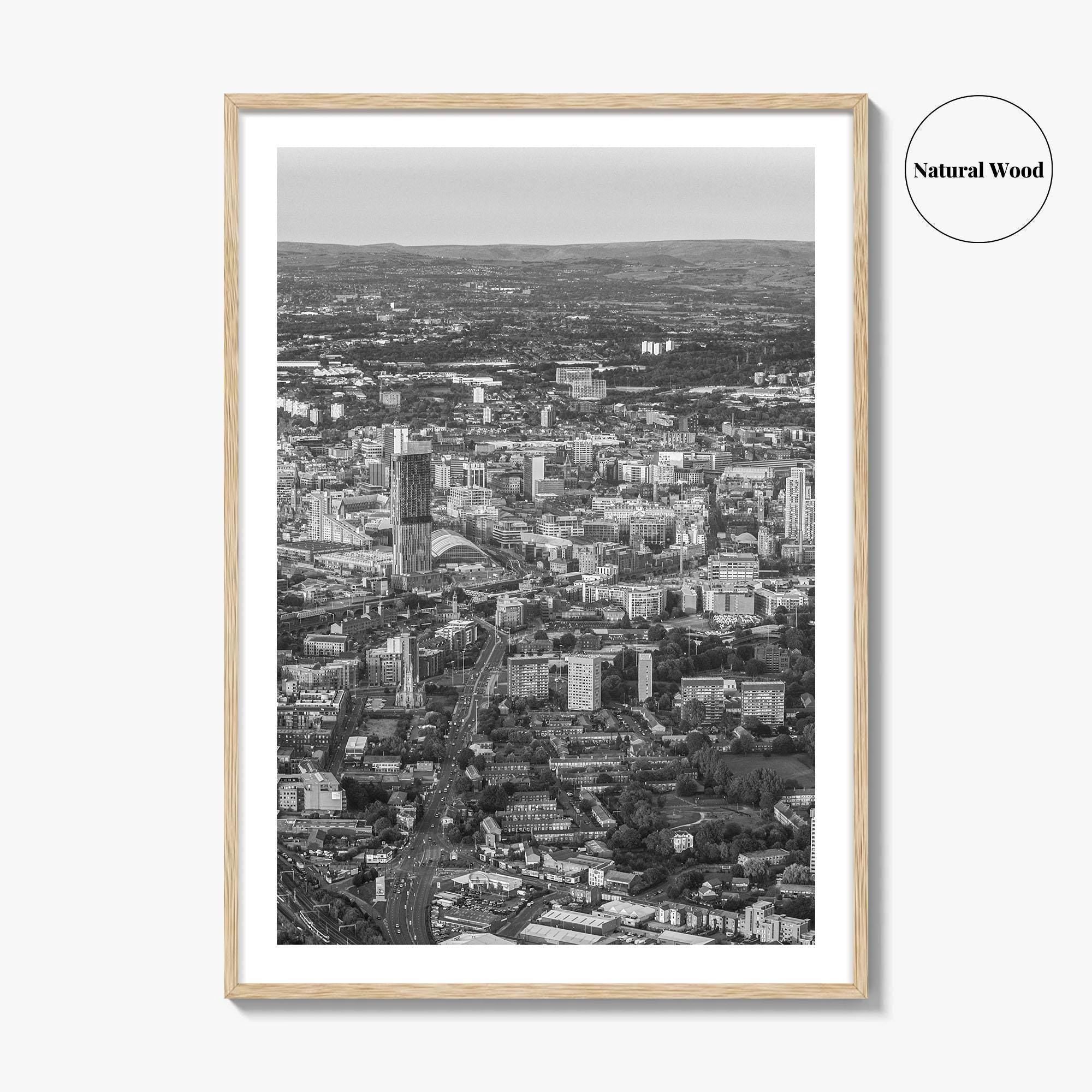 Manchester Skyline Black and White Fine Art Photo Print, England Poster