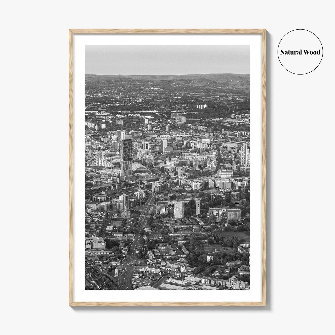 Manchester Skyline Black and White Fine Art Photo Print, England Poster