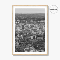 Manchester Skyline Black and White Fine Art Photo Print, England Poster