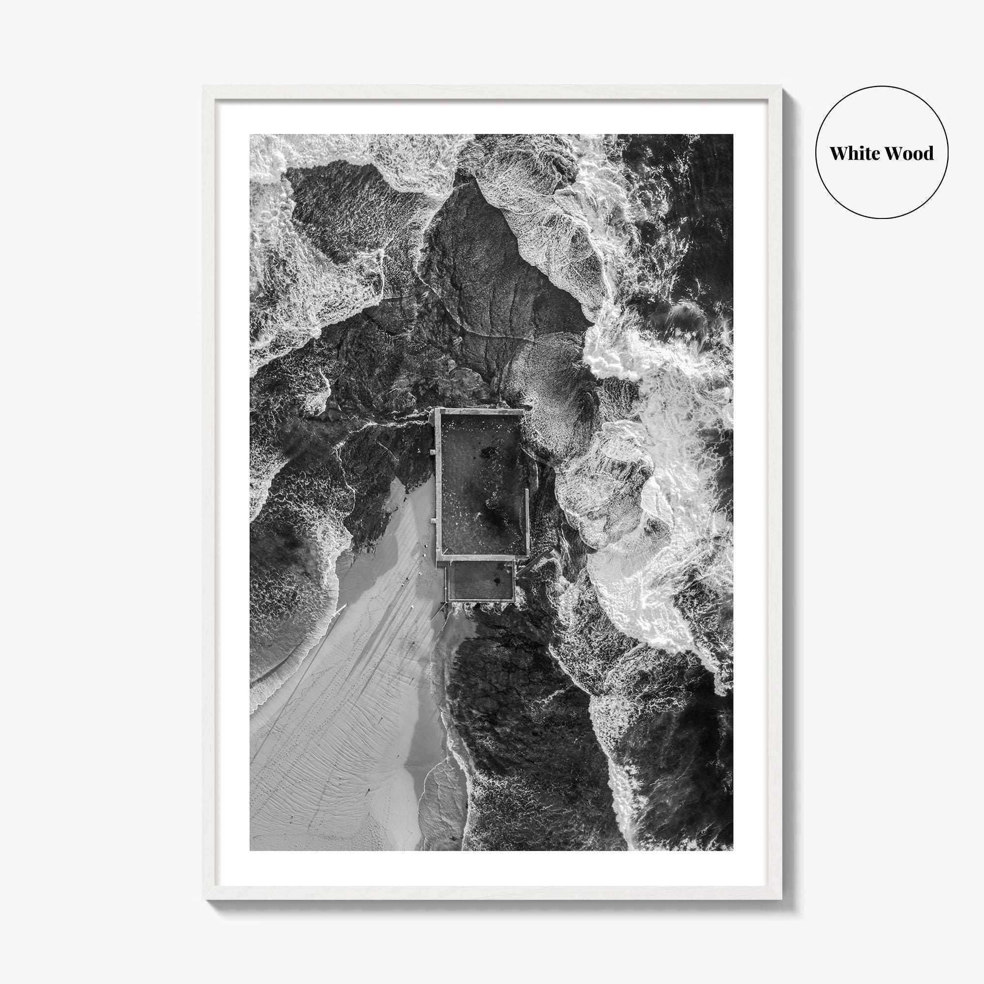 Mona Vale Rock Pool Black and White Fine Art Photo Print, Sydney Australia Poster