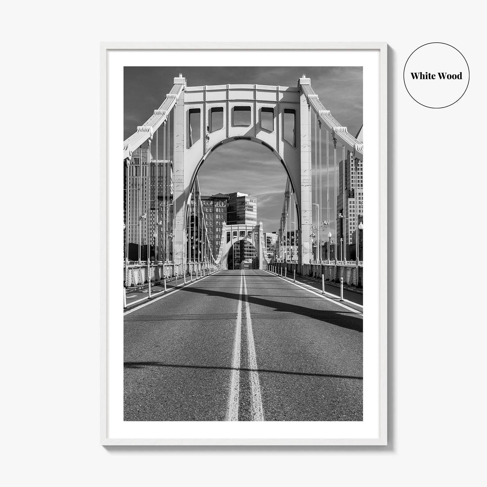 Pittsburgh Black and White Fine Art Photo Print, Roberto Clemente Bridge Poster, Pennsylvania