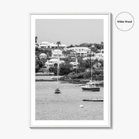 Hamilton Bermuda Black and White Fine Art Photo Print, Harbor Waterfront Wall Decor Poster