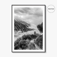 Schlegeis Lake Black and White Fine Art Photo Print, Zillertal Alps Mayrhofen Tyrol Poster