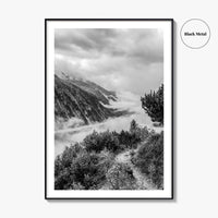 Schlegeis Lake Black and White Fine Art Photo Print, Zillertal Alps Mayrhofen Tyrol Poster