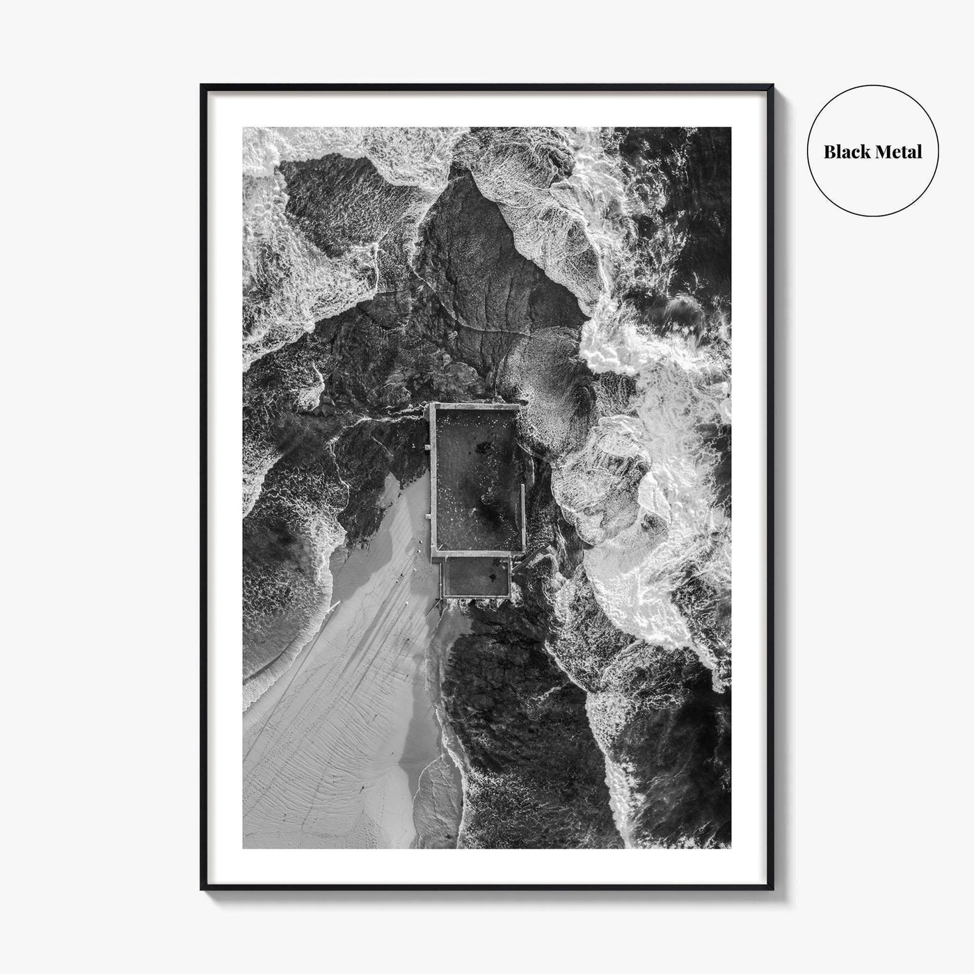 Mona Vale Rock Pool Black and White Fine Art Photo Print, Sydney Australia Poster
