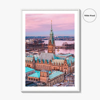Hamburg Skyline Fine Art Photo Print, Germany, Rathaus, Alster Lake, Poster