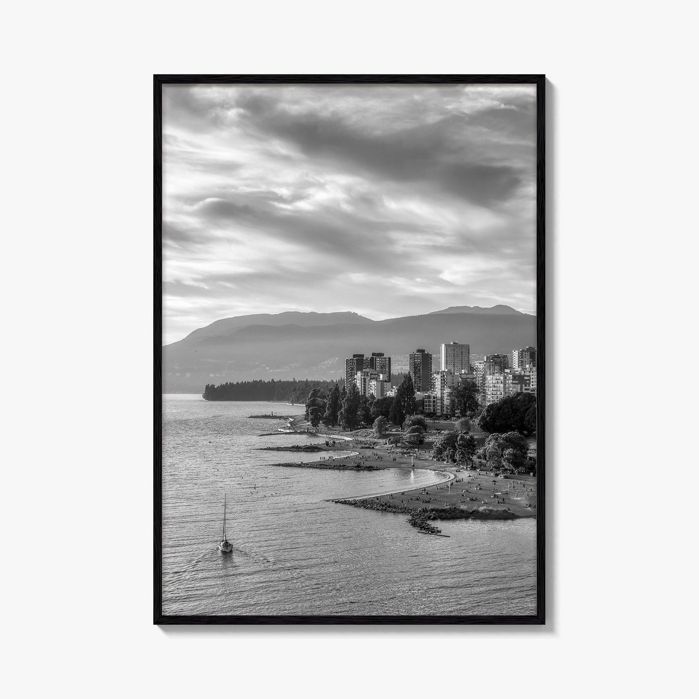 Vancouver Skyline Black and White Fine Art Photo Print, False Creek Poster, Canada Poster