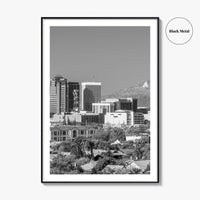 Tucson Skyline Black and White Fine Art Photo Print, Arizona Wall Poster, USA City