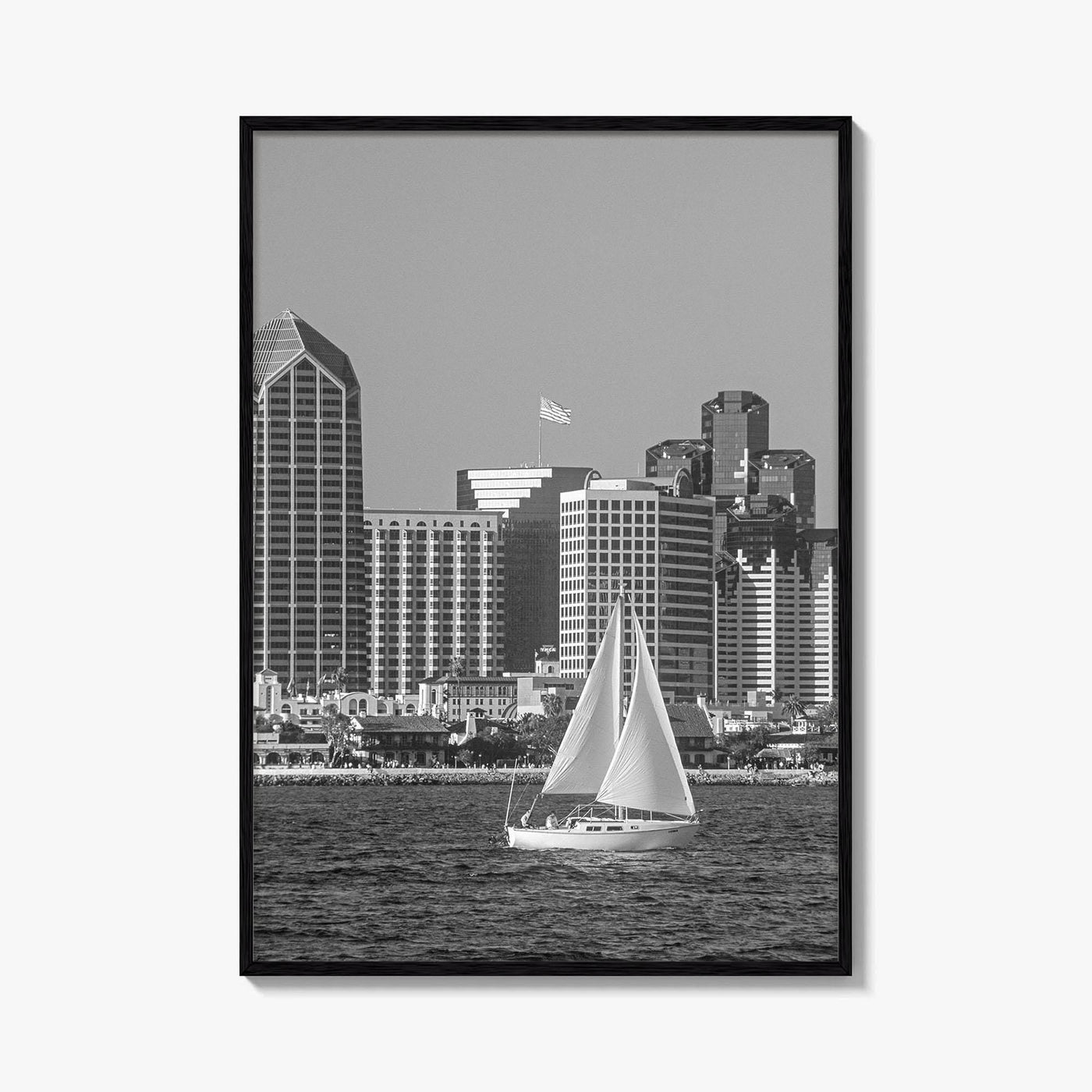 San Diego Skyline Black and White Fine Art Photo Print, Coronado California Poster