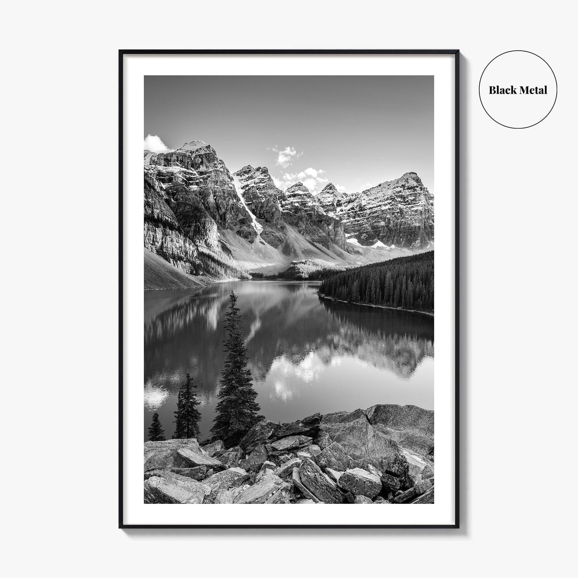 Moraine Lake Black and White Fine Art Photo Print, Banff National Park, Alberta Canada