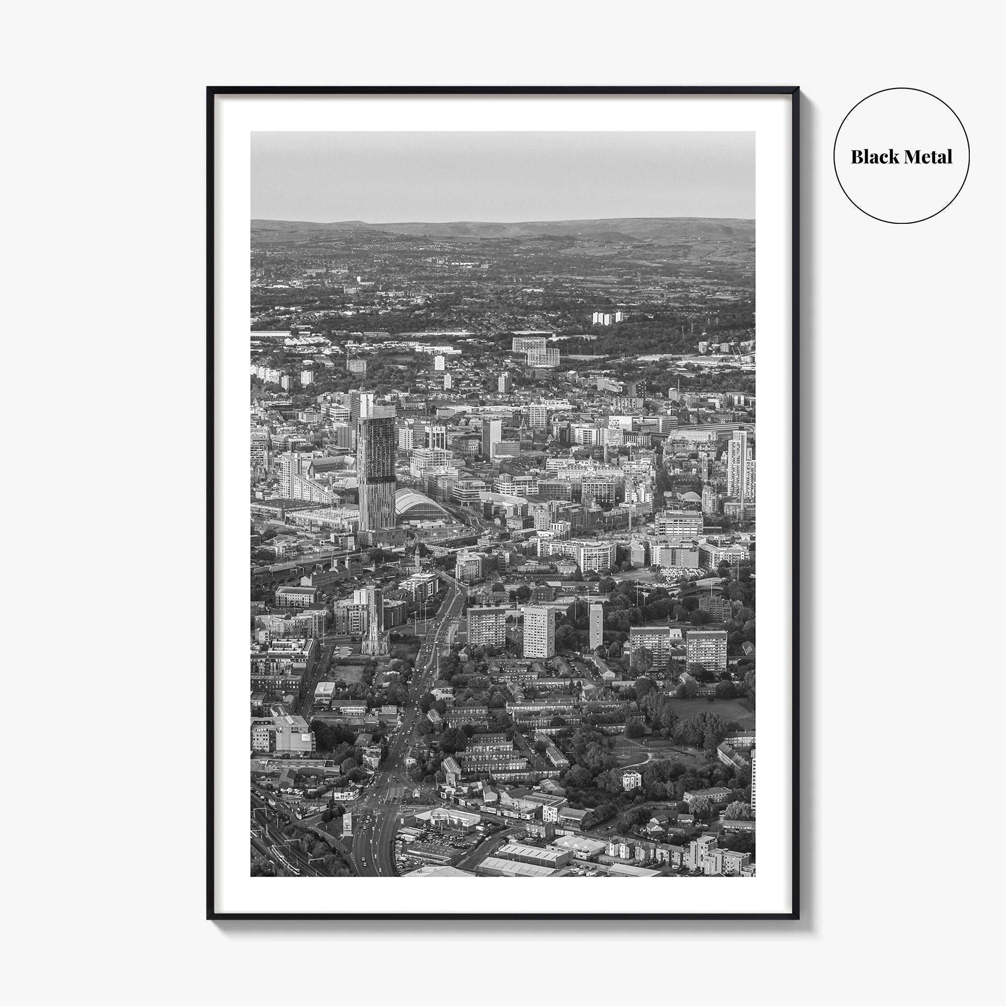 Manchester Skyline Black and White Fine Art Photo Print, England Poster