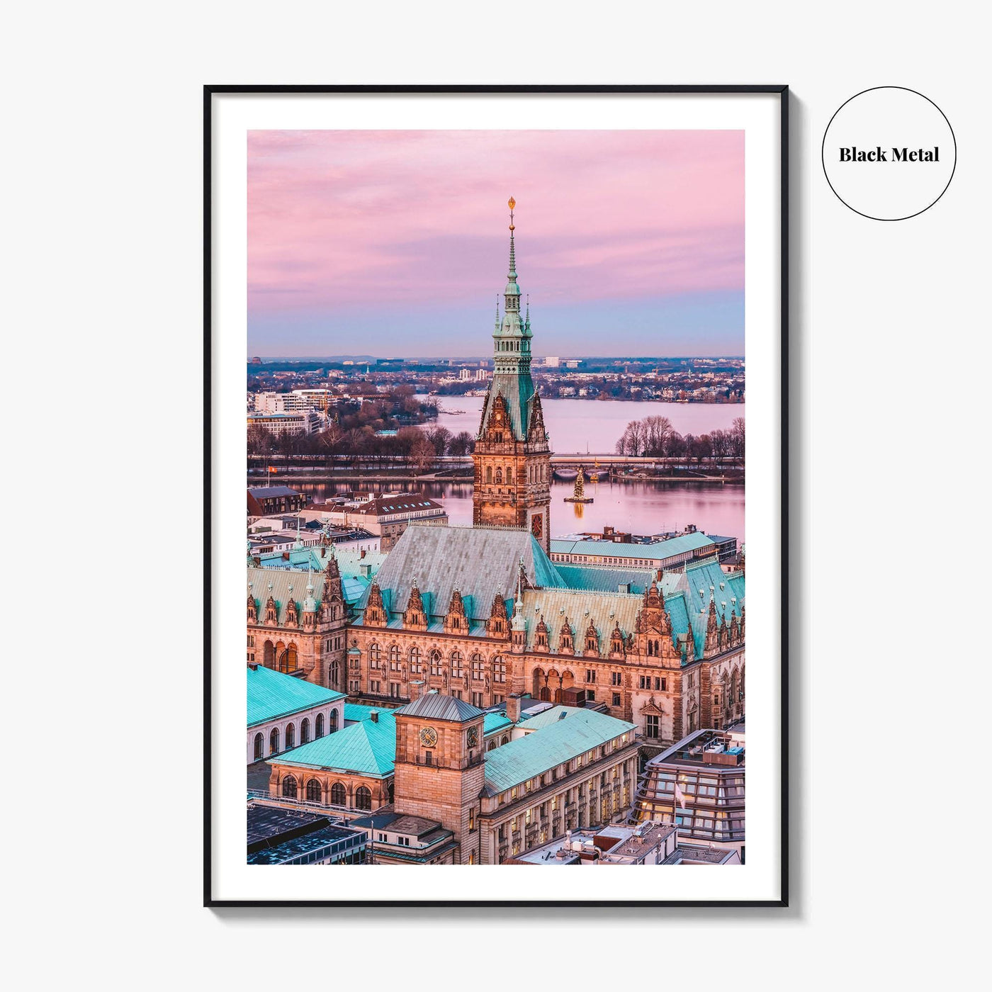 Hamburg Skyline Fine Art Photo Print, Germany, Rathaus, Alster Lake, Poster