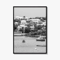 Hamilton Bermuda Black and White Fine Art Photo Print, Harbor Waterfront Wall Decor Poster