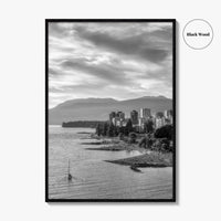 Vancouver Skyline Black and White Fine Art Photo Print, False Creek Poster, Canada Poster