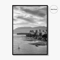 Vancouver Skyline Black and White Fine Art Photo Print, False Creek Poster, Canada Poster