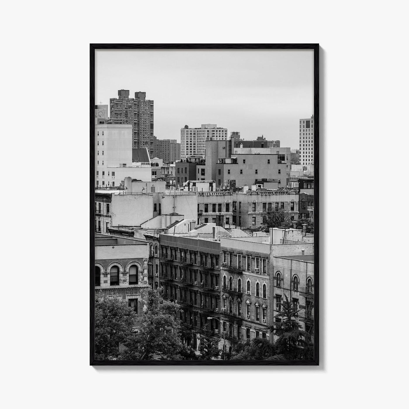 Harlem Skyline Black and White Fine Art Photo Print, Manhattan NYC Wall Decor Poster